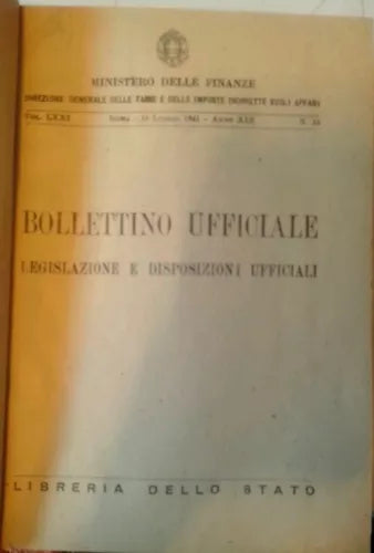Bollettino Ufficiale - Legislazione e disposizioni ufficiali - 1941