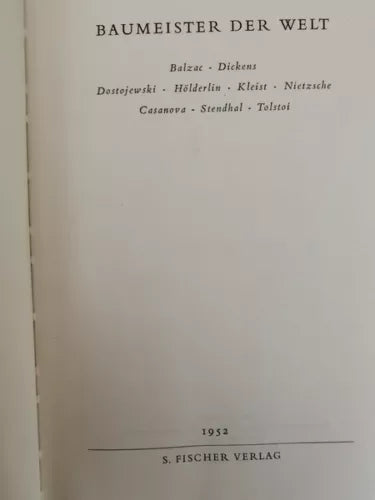 Baumeister der Welt von Stefan Zweig, 1952, Fischer - ER