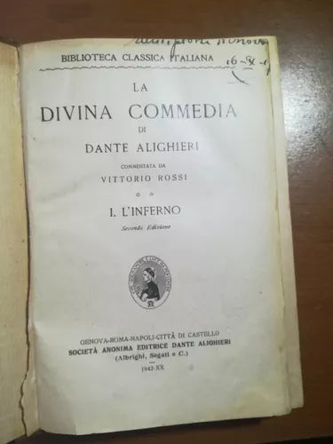 La divina commedia L Inferno - Vittorio Rossi - Societa Anonima - 1942 - M