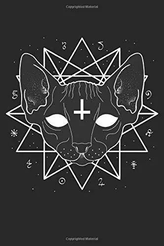 Gatto Sphynx occulto: Taccuino a righe con simboli mistici di geometria sacra f